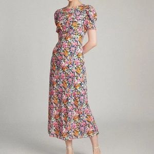Saloni Bianca Dress In Pink Rosette Print Size UK 12 US 8 NWT
